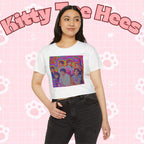 Colorful BTS kidcore T-shirt featuring a Bangtan Boys K-Pop group photo, women's festival crop top by Printify.