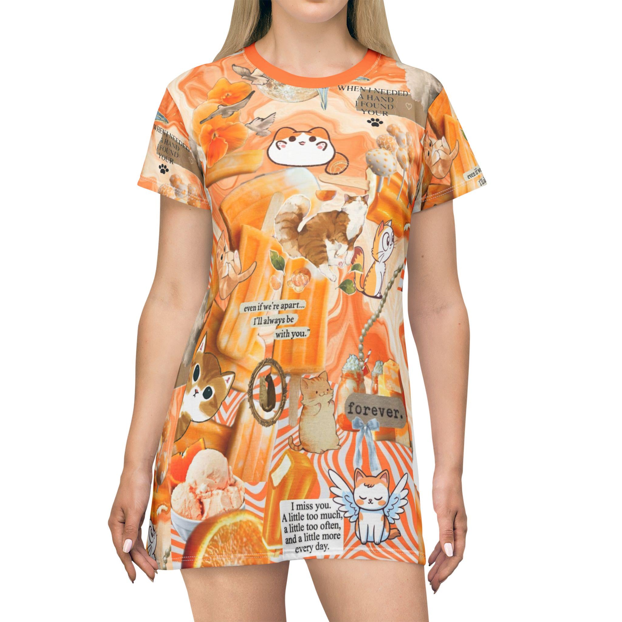 Orange Cat T-Shirt Dress, Pet Memorial - Kitty TeeHees