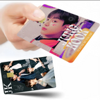 Jung Kook KPOP poster with anime sticker design on a credit card case cover by Kitty TeeHees, featuring vibrant front-side artwork.