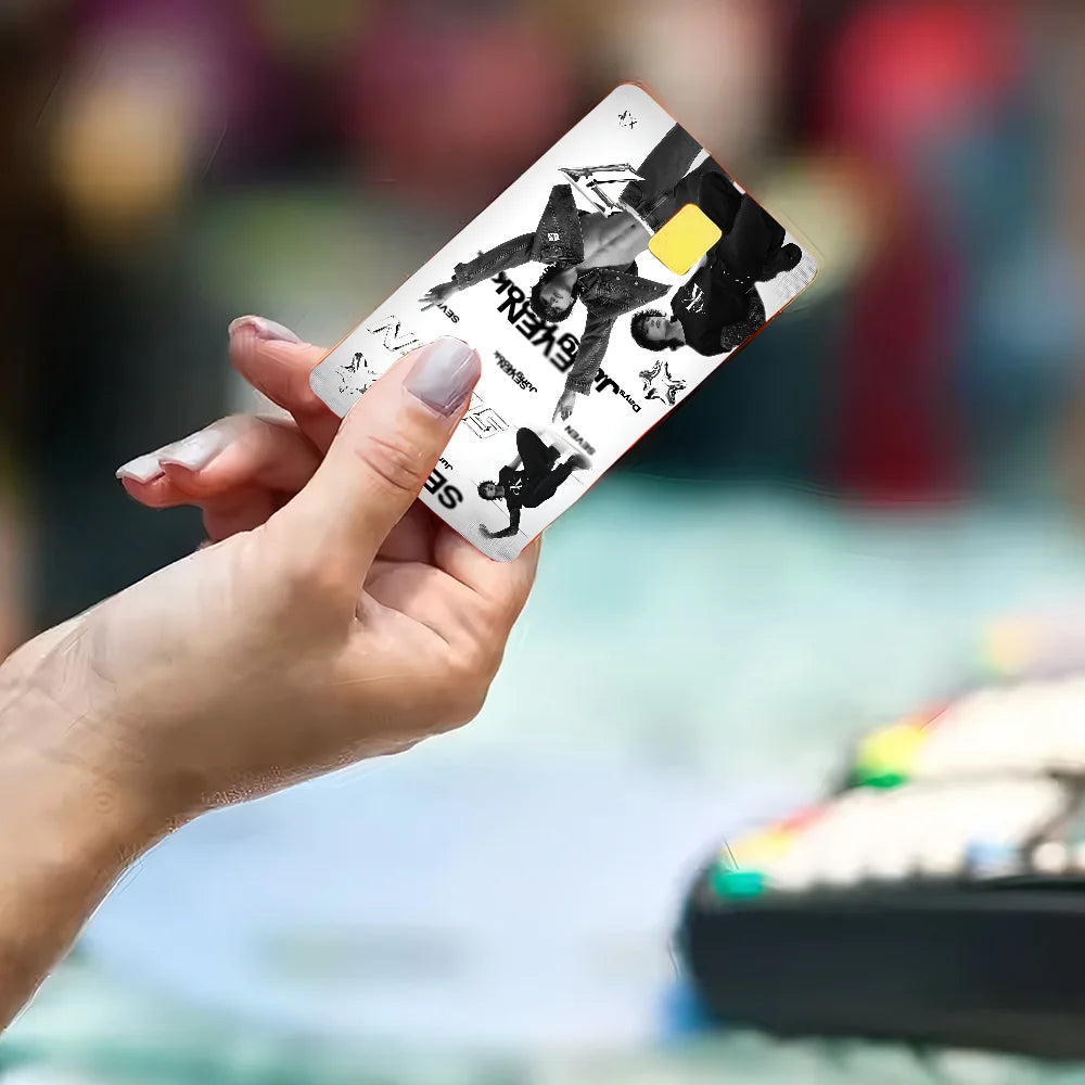 Jung Kook KPOP poster and anime sticker film skin cover case for debit and credit cards, featuring Kitty TeeHees branding.