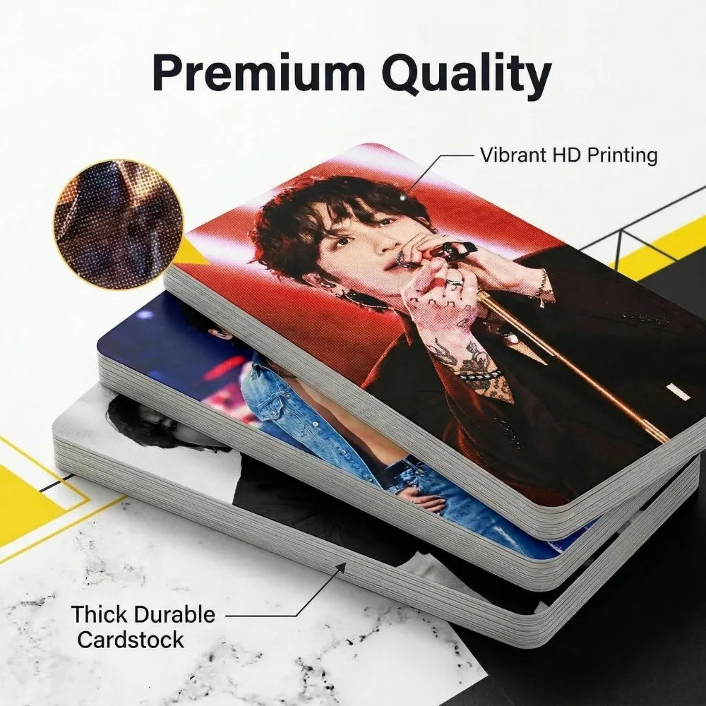 Kpop Jung-Kook Lomo card set with 60+32pcs high-quality photocard stickers from Kitty TeeHees, perfect for fans and collectors