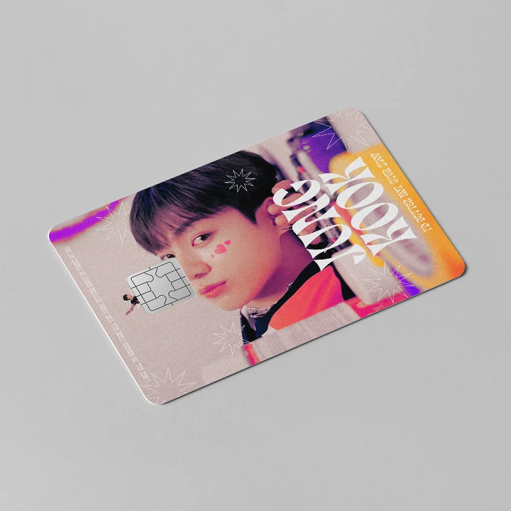 Jung Kook KPOP poster and anime sticker film skin cover case for credit and debit cards, featuring colorful design and no chip damage.