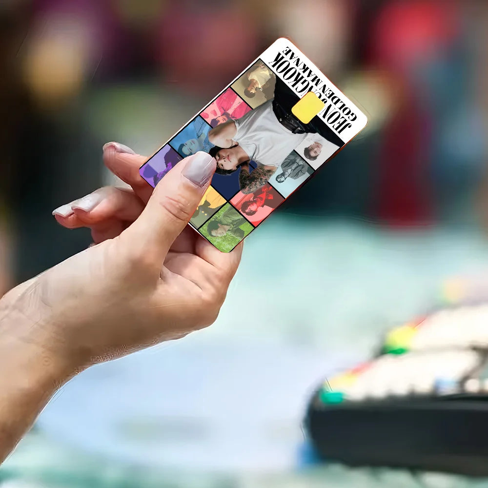 Jung Kook K-pop poster sticker film skin cover for debit and credit cards, featuring anime-style art, by Kitty TeeHees