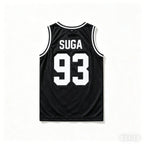 Black Kpop basketball jersey tank top featuring Jin, Suga, RM, J-Hope, Jimin, V, and Jungkook from BTS by Kitty TeeHees