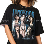 Vintage unisex cotton T-shirt featuring Jungkook from BTS, with limited edition Korean pop band design by Kitty TeeHees.
