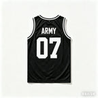 Black Kpop basketball jersey tank top by Kitty TeeHees featuring Jin, Suga, RM, J-Hope, Jimin, V, and Jungkook fans vest for summer.