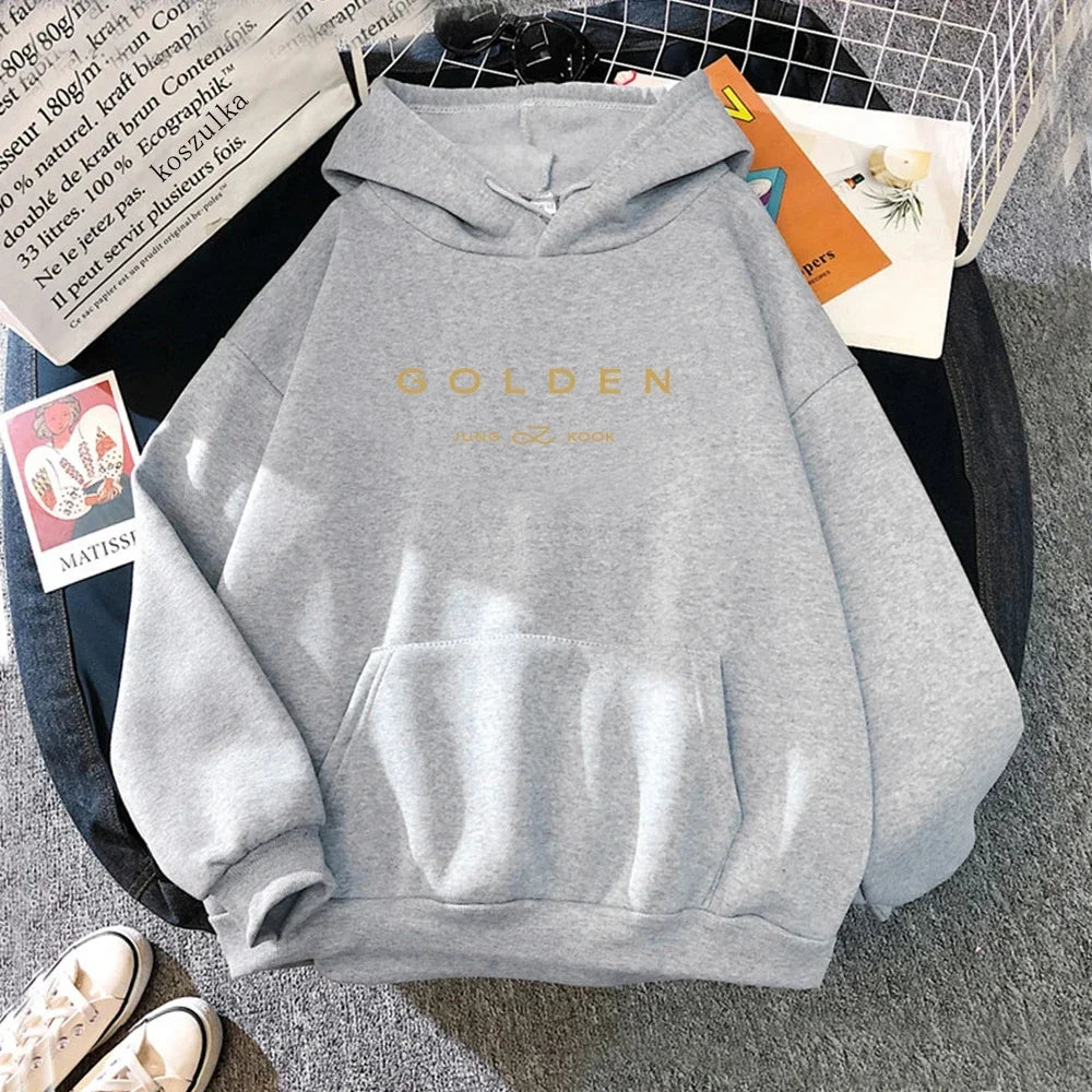 Unisex autumn winter hoodie featuring a letter print design by Kitty TeeHees, made of soft fleece material with a casual, stylish look