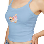 Cat Print Tank Top: Women's Combed Cotton Blend Spaghetti Strap Shirt - Kitty TeeHees