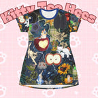Starry Cat T-Shirt Dress, Midnight Apples, Cat Lady Fashion - Kitty TeeHees