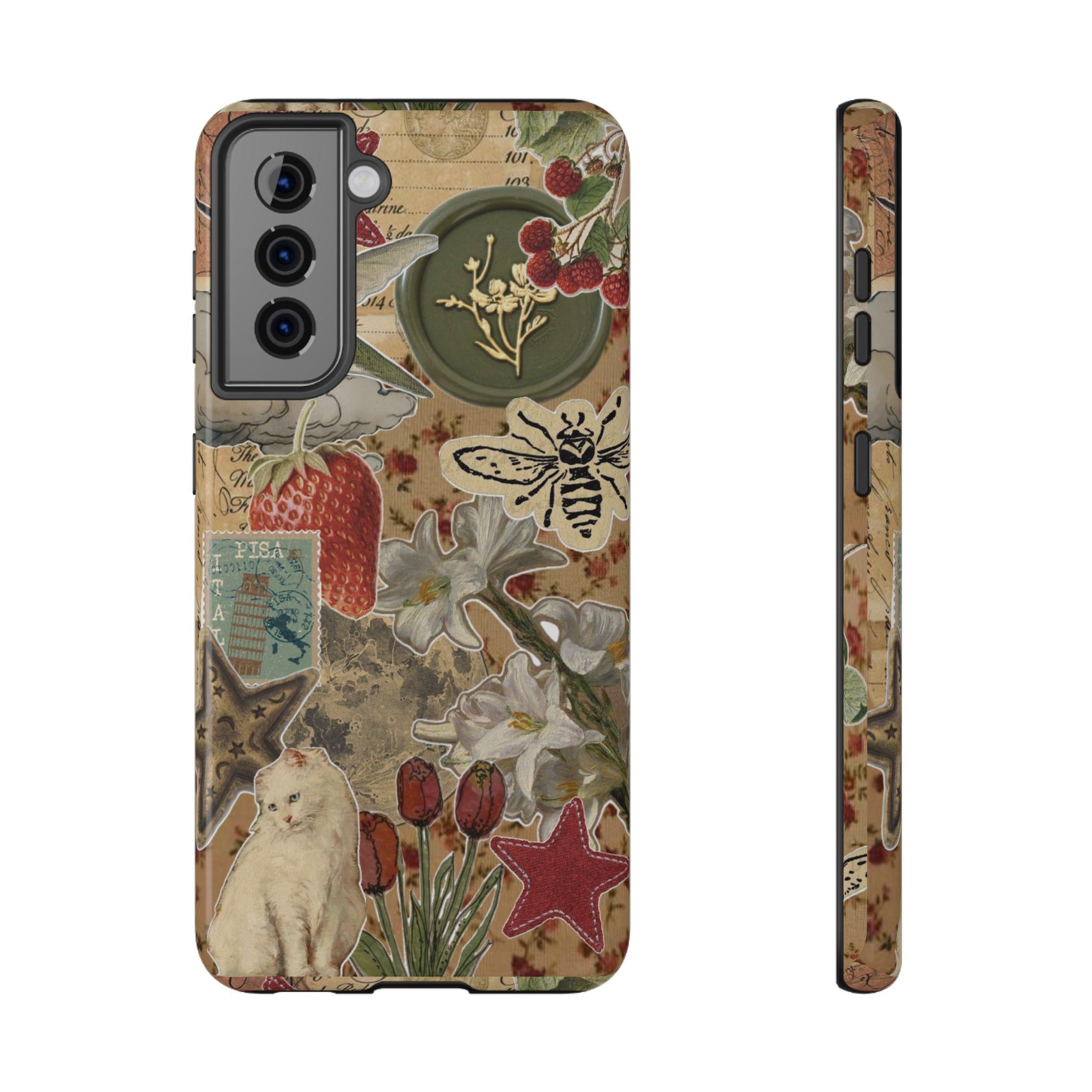Newsprint Vintage Maximalist Impact-Resistant Case, iphone 17 case | Retro Newspaper Aesthetic - Kitty TeeHees