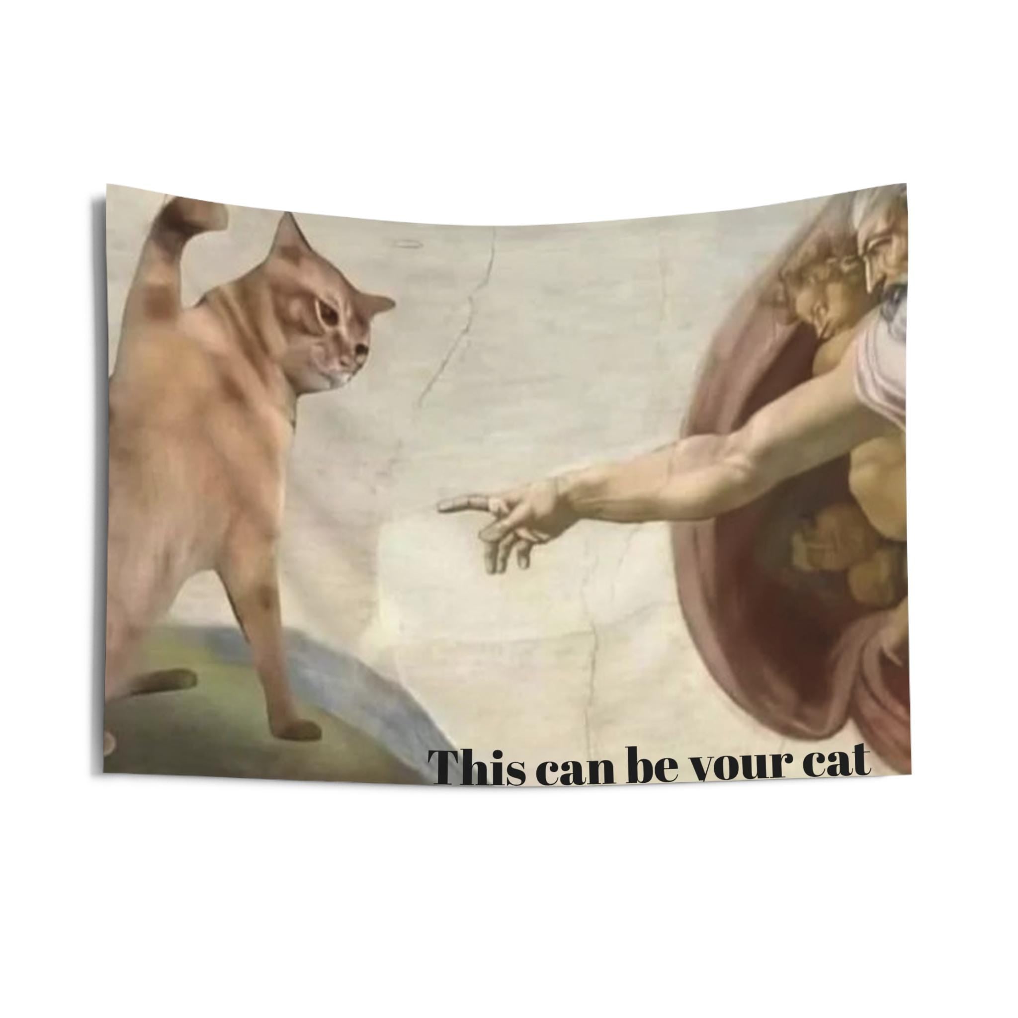 Funny Cat Tapestry, Customizable Cathedral Style, Unique Home Decor - Kitty TeeHees