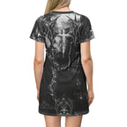 Gothic T-Shirt Dress, Dark Aesthetic Apparel, catlover dress Witchy Fashion, Casual Summer Dress, Alternative Style Dress, Spooky Outfits - Kitty TeeHees
