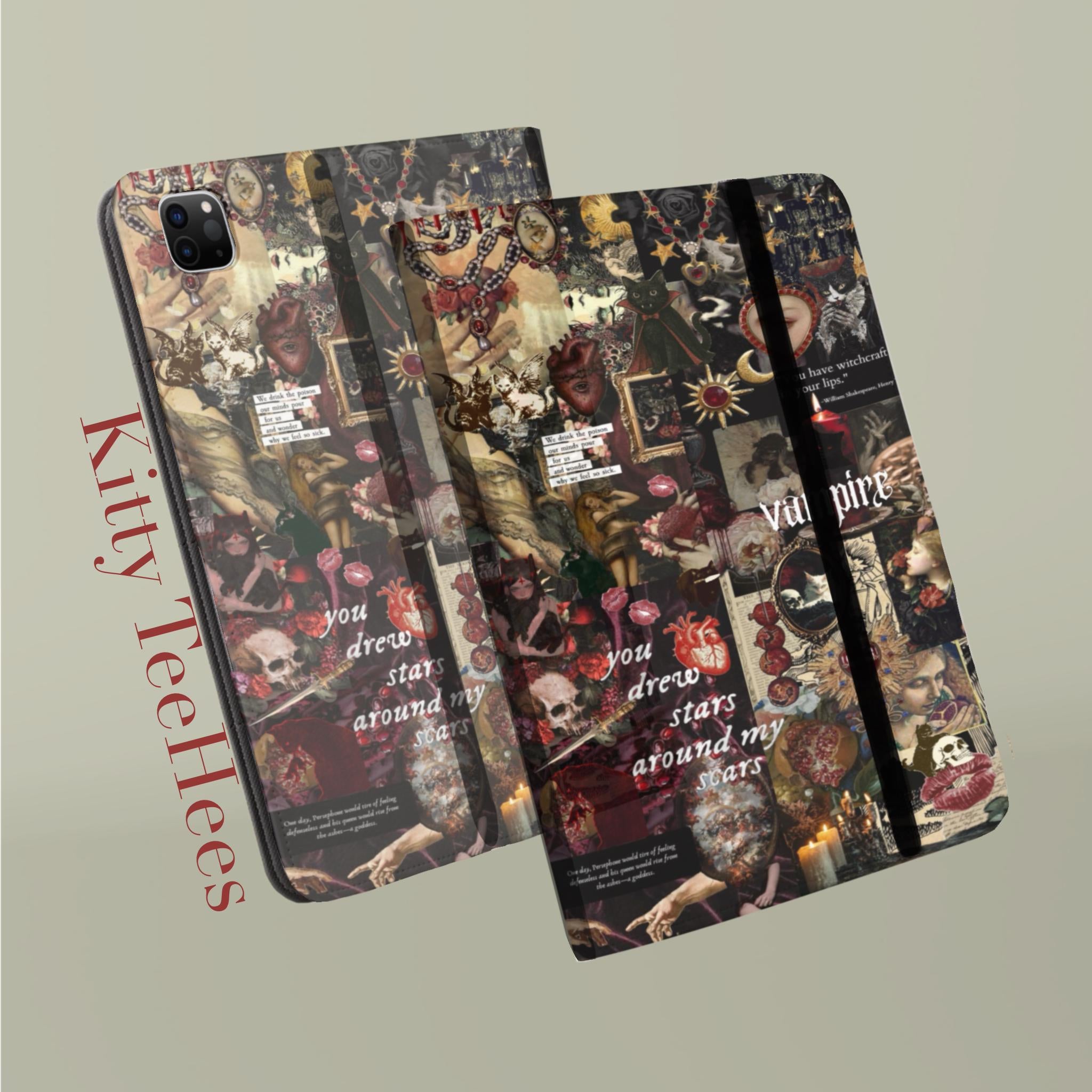 Vampire Gothic iPad Case | Tablet Folio Case cool iPad case - Kitty TeeHees