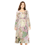 Hello Kitties Long Sleeve Dress, Floral Dance Party Dress - Kitty TeeHees