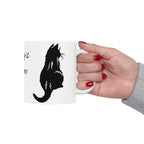 Personalized Cat Silhouette Coffee Mug, Custom Cat Lover Gift - Kitty TeeHees