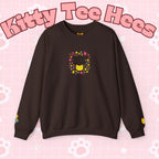 Kitty Tee Hees sweatshirt | Cute kitty illustration, pastel stars and flowers - Kitty TeeHees