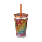 Rainbow Cat Tumbler Cup, Funny Cat Lover Drinking Vessle - Kitty TeeHees
