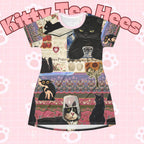 Cat Print T-Shirt Dress, Catlady Fashion - Kitty TeeHees