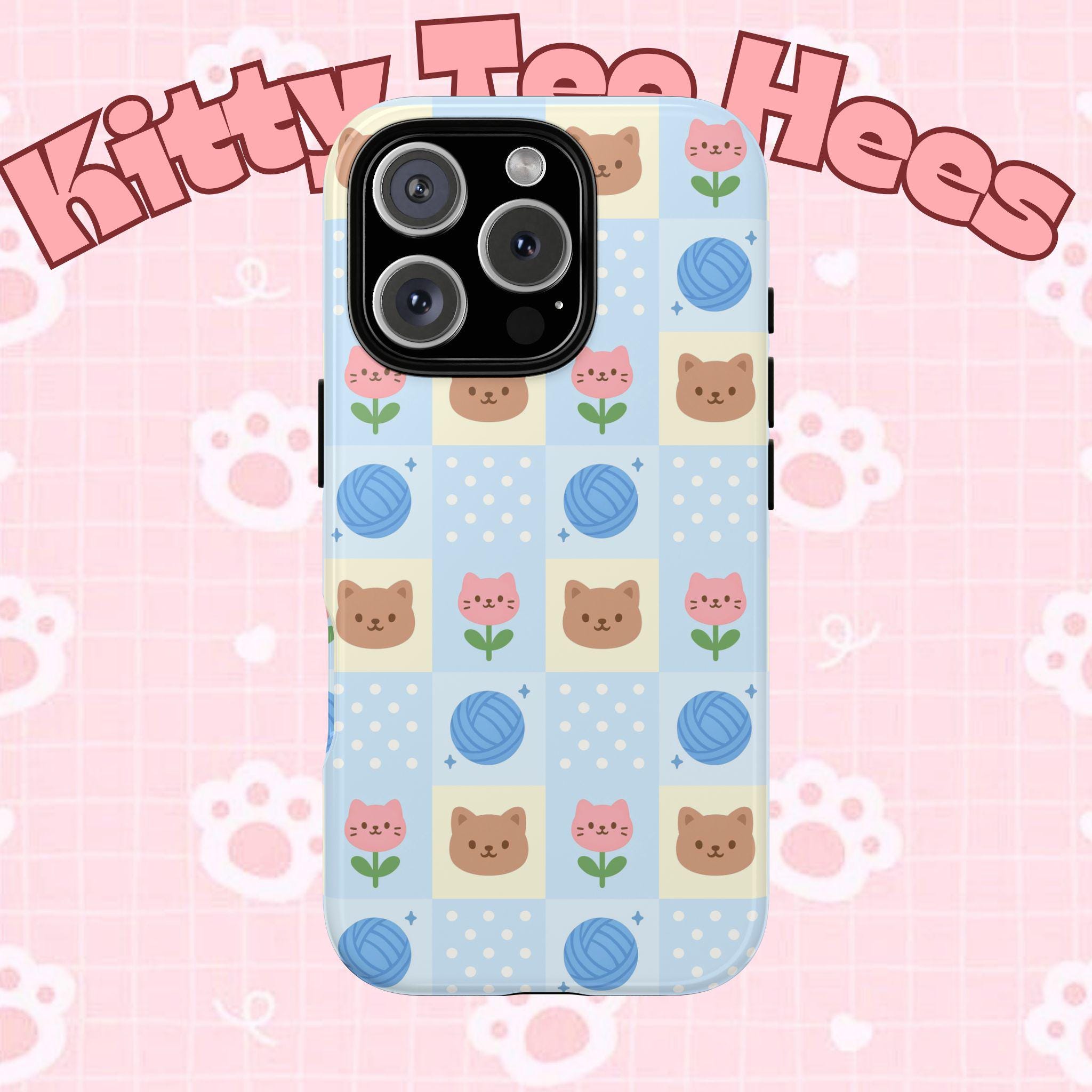 Cat Pattern Tough Cases, Christmas Gift, iPhone 17, Samsung, Protective Phone Cover - Kitty TeeHees