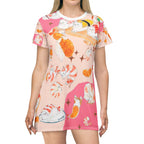 Sushi Cat T-Shirt Dress, Whimsical Pet Lover Outfit - Kitty TeeHees
