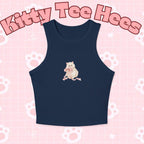 Pink Kitty Bow Racerback Tank Top, Cat Lover Summer Fashion - Kitty TeeHees