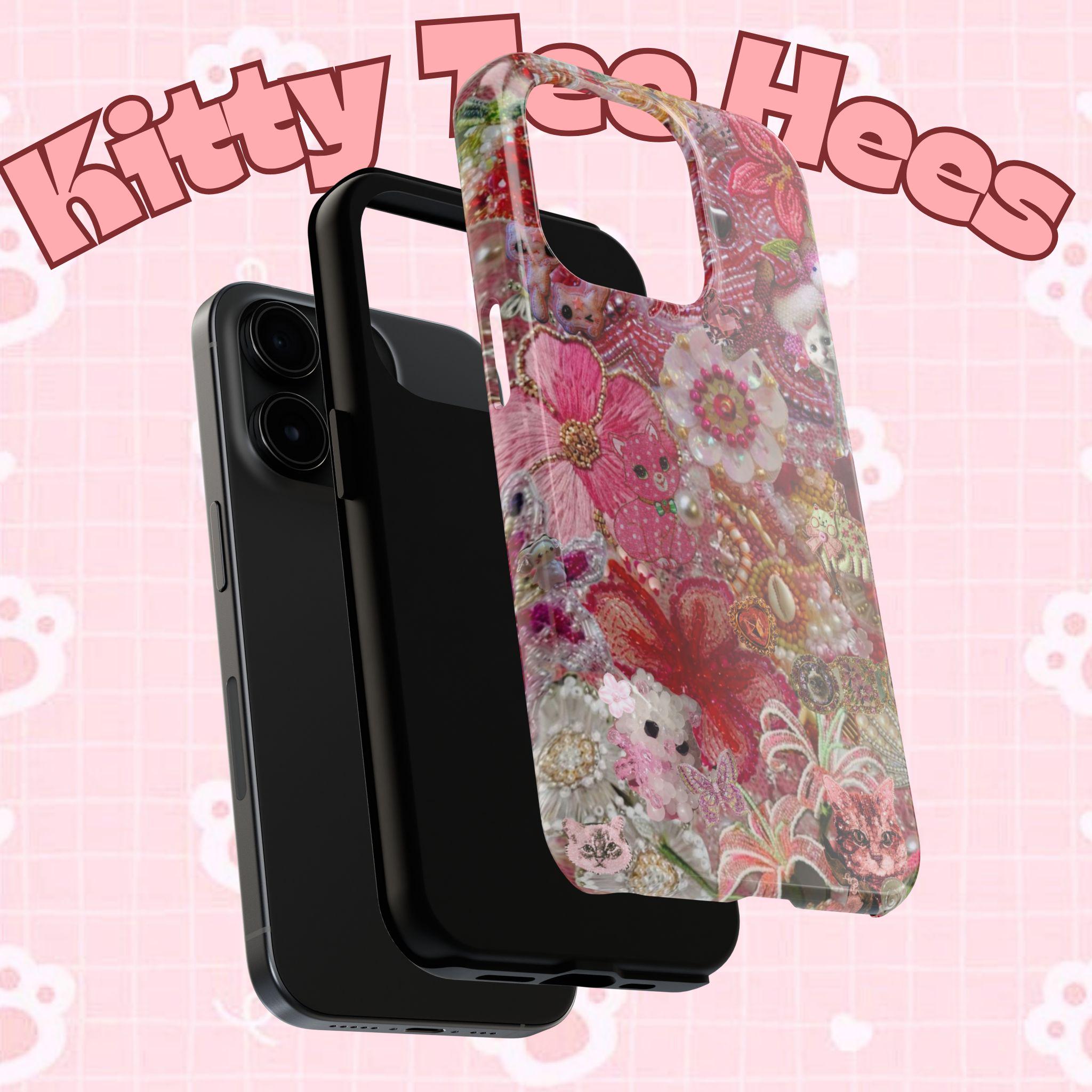 Beaded Maximalist Pink Stones Tough Phone Case, Christmas 2025, cute iphone 17 case - Kitty TeeHees