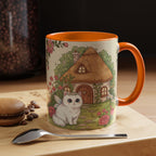 Cottage Fairy Cat Coffee Mug: Whimsical Floral Design - Kitty TeeHees