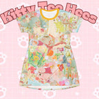 Koi Ponyo Cat Lover T-Shirt Dress: Cutecore Summer AOP Dress - Kitty TeeHees