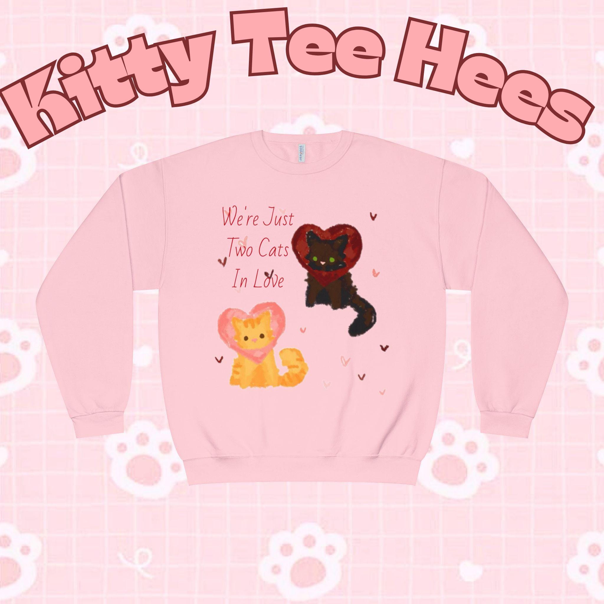 Cats in Love Crewneck Sweatshirt, cat perspn hoodie, Cozy Cat Lover Fashion, catlady sweater - Kitty TeeHees
