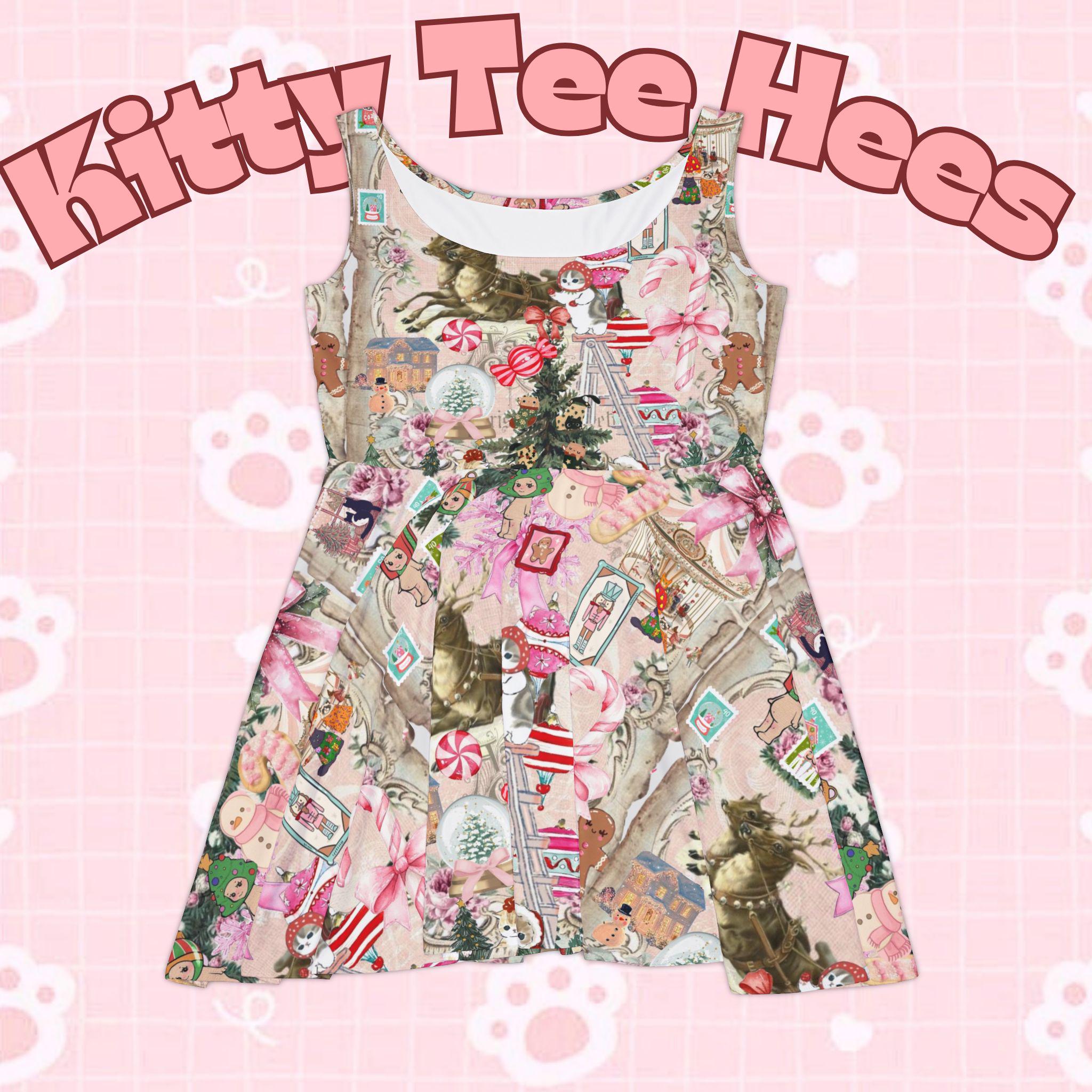Christmas 2025 Dress Women's Skater Dress | Holiday Pattern - Kitty TeeHees