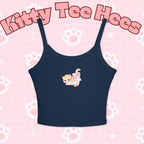 Cat Print Tank Top: Women's Combed Cotton Blend Spaghetti Strap Shirt - Kitty TeeHees