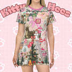 Christmas Cat Holiday Dress TShirt Dress Cute Cat Santa Pattern cat Christmas dress holiday dress - Kitty TeeHees