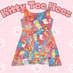 Orange Cat Skater Dress, comfy dress, animal print dress, colordul animal print clothing, Playful Party Fashion, fun dress - Kitty TeeHees