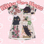 Rococo Cat TShirt Dress, Cute Cat Dress, comfy animal print dress, casual fashion Dress, Cat Lover Gift - Kitty TeeHees