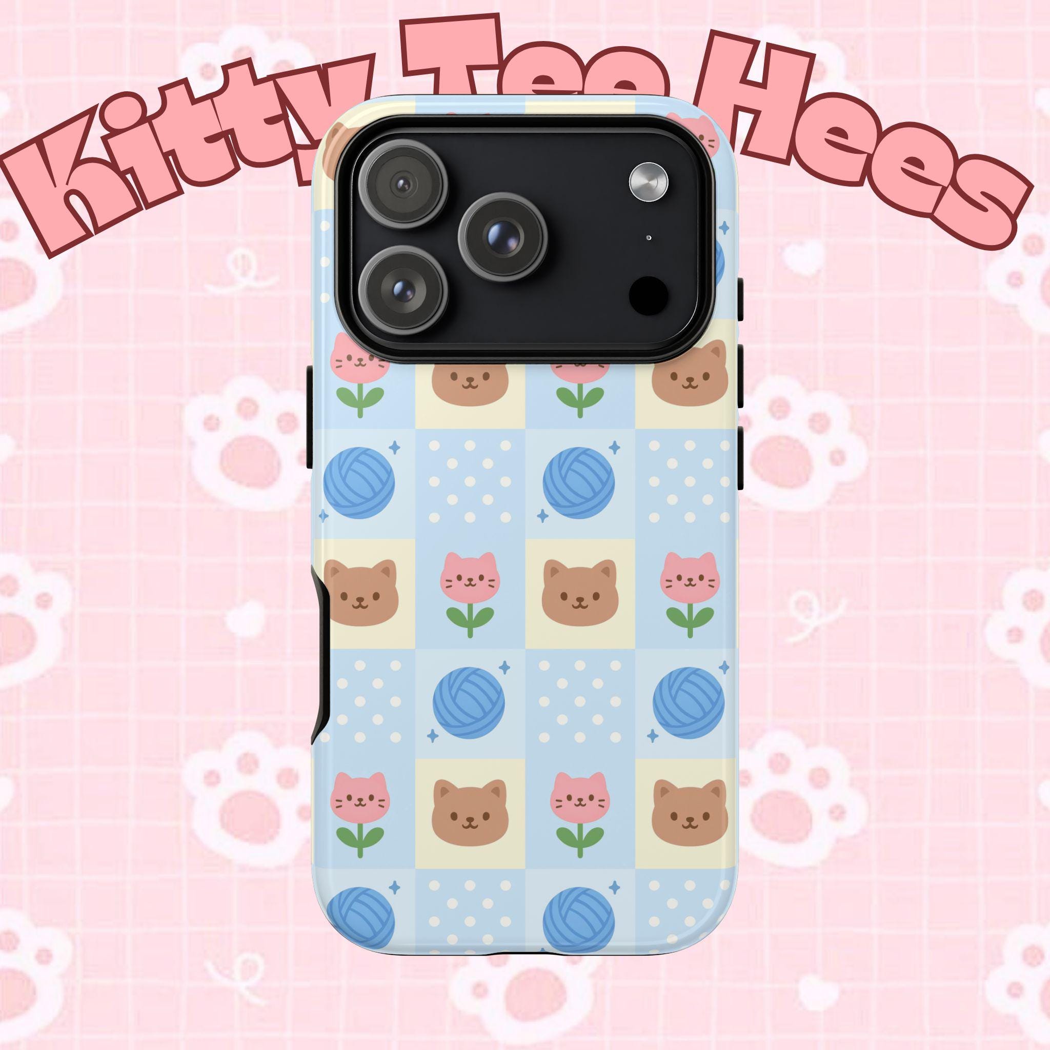 Cat Pattern Tough Cases, Christmas Gift, iPhone 17, Samsung, Protective Phone Cover - Kitty TeeHees