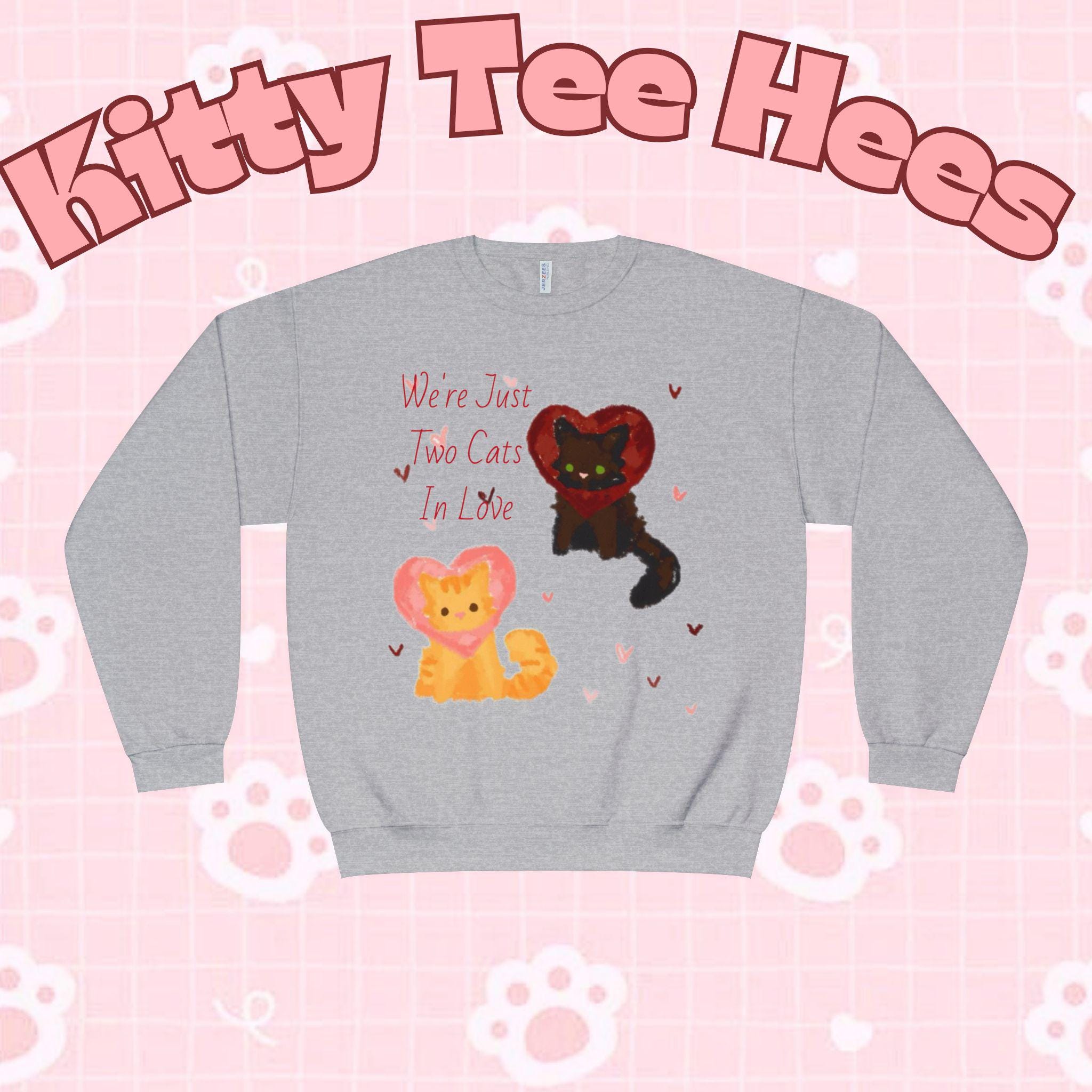 Cats in Love Crewneck Sweatshirt, cat perspn hoodie, Cozy Cat Lover Fashion, catlady sweater - Kitty TeeHees