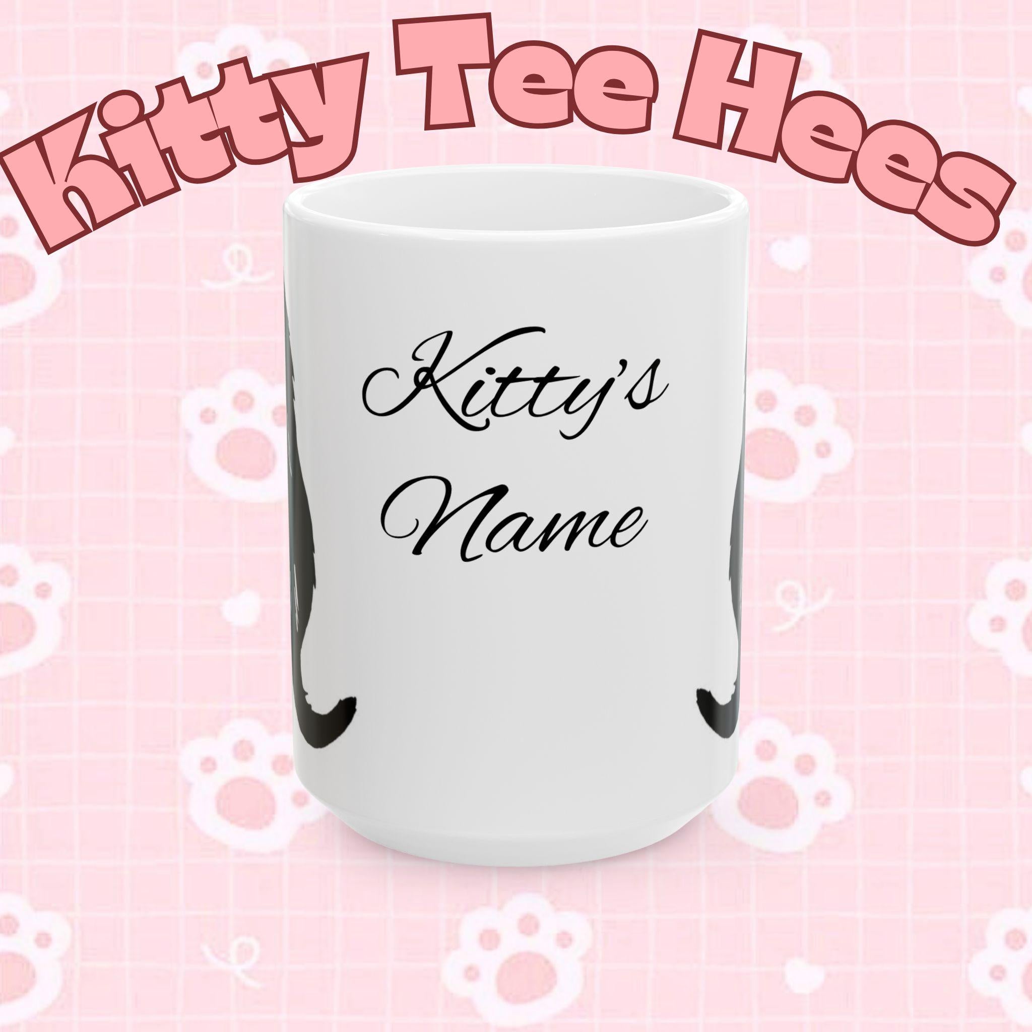 Personalized Cat Silhouette Coffee Mug, Custom Cat Lover Gift - Kitty TeeHees
