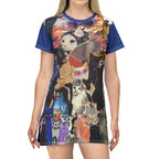 Cat Collage Print T-Shirt Dress, Funny Kitten Tee - Kitty TeeHees