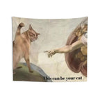 Funny Cat Tapestry, Customizable Cathedral Style, Unique Home Decor - Kitty TeeHees