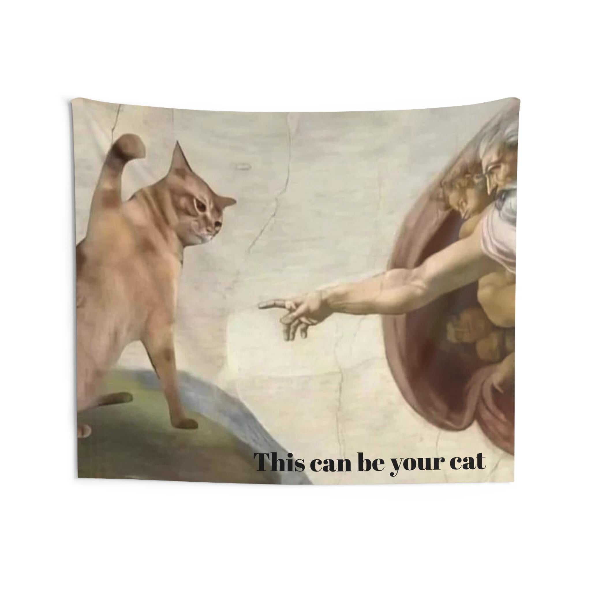 Funny Cat Tapestry, Customizable Cathedral Style, Unique Home Decor - Kitty TeeHees
