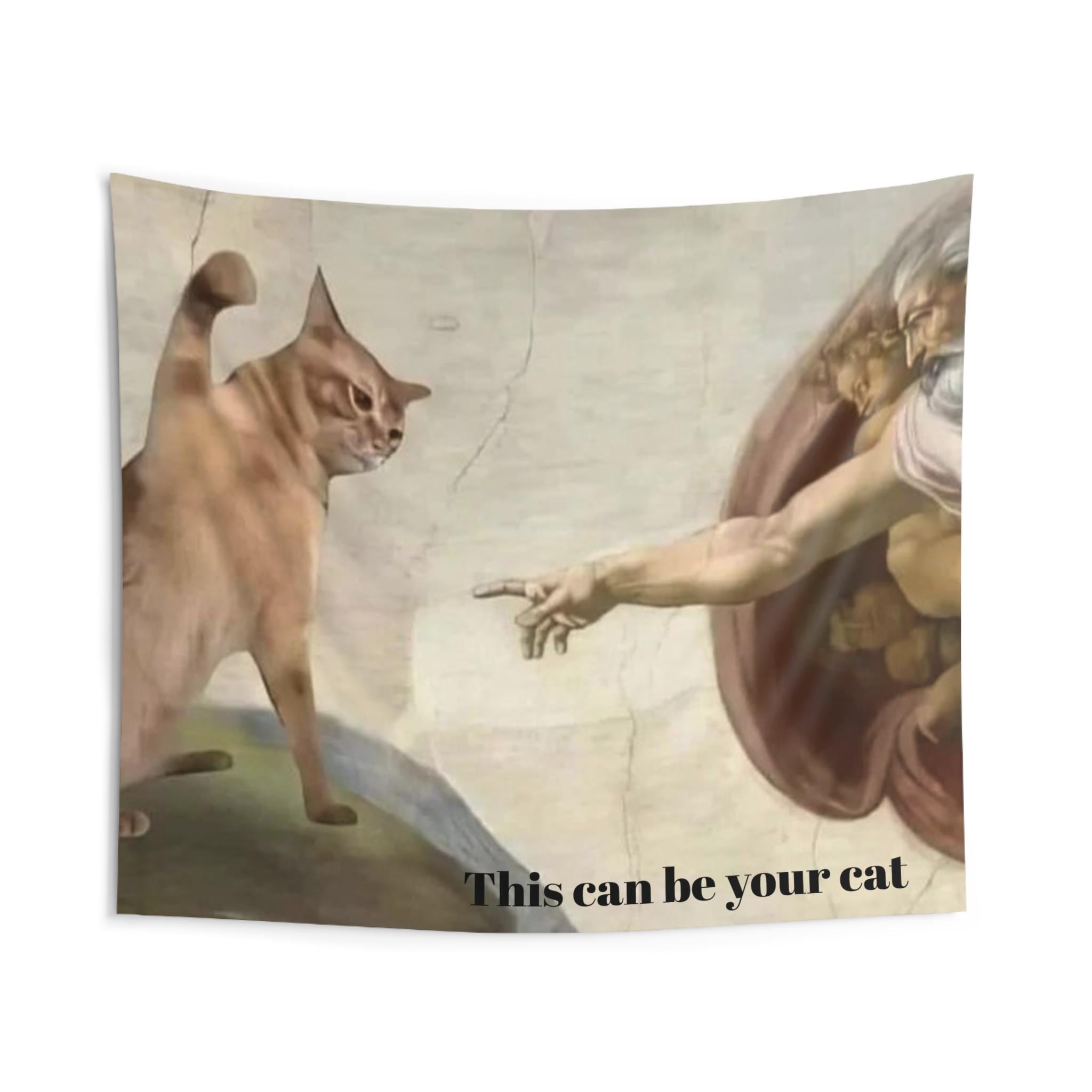 Funny Cat Tapestry, Customizable Cathedral Style, Unique Home Decor - Kitty TeeHees