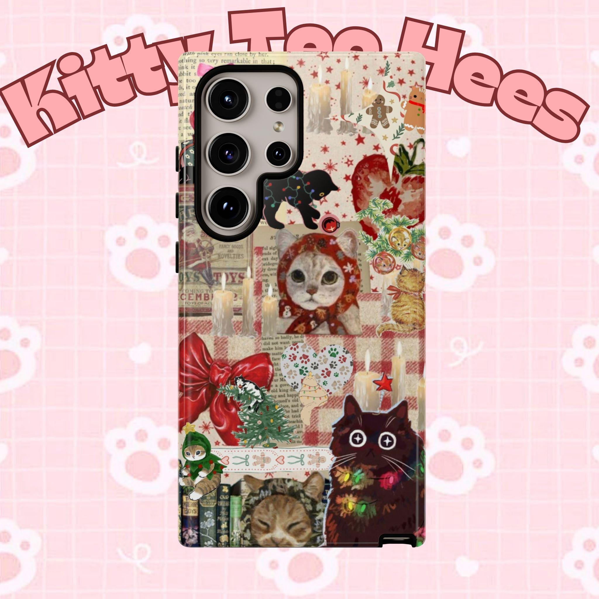Christmas Cats phone case | festive kitten collage iPhone case - Kitty TeeHees