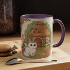 Cottage Fairy Cat Coffee Mug: Whimsical Floral Design - Kitty TeeHees